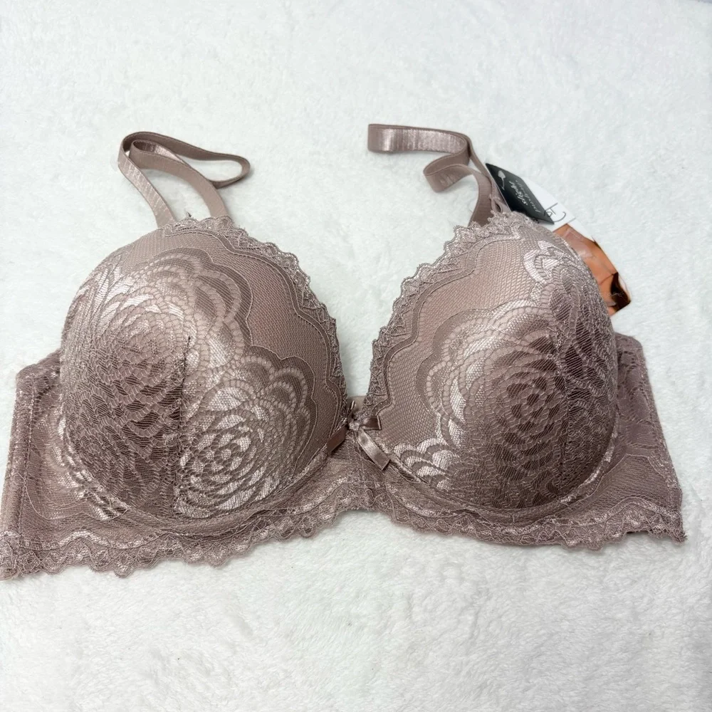 Rene Rofe‎ Lace Slight Push-Up Bra Tan Size 36D
